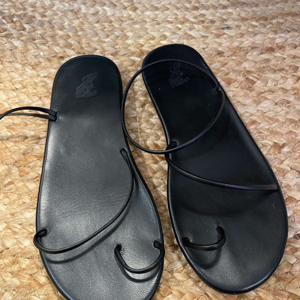 Ancient Greek Kansiz Sandals Black